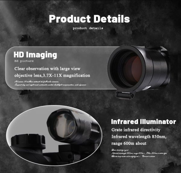 PQ1W — Lunette de vision nocturne 1080p, zoom 11x, 600 m sous les étoiles, traitement FMC bleu, WiFi, IP65 PQ1W — Lunette de vision nocturne 1080p, zoom 11x, 600 m sous les étoiles, trait — vue 24