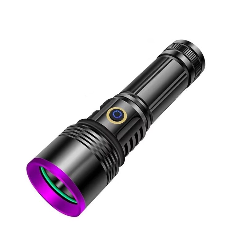 Lampe UV 365 nm 20 W — 4 LED, filtre noir, portée 50 m, USB-C et batterie externe, IPX6