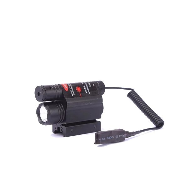 Ensemble lampe tactique et laser — rouge ou vert, 3 modes, interrupteur déporté, batteries et chargeur inclus Ensemble lampe tactique et laser — rouge ou vert, 3 modes, interrupteur déporté, batteries et chargeur inclus