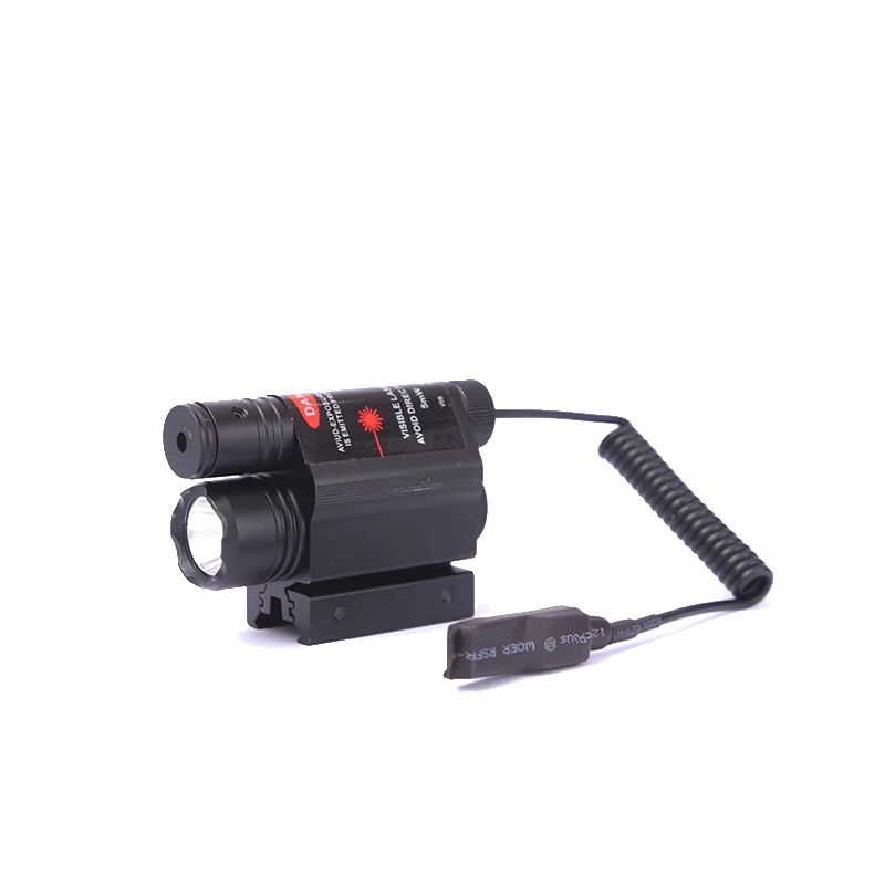 Ensemble lampe tactique et laser — rouge ou vert, 3 modes, interrupteur déporté, batteries et chargeur inclus