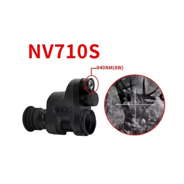NV710S Henbaker — Module clip-on de vision nocturne, IR 940 nm de 8 W invisible, PIP, gyroscope, démontage rapide NV710S Henbaker — vue 2