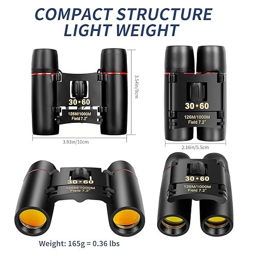 Jumelles compactes pliantes 30x60 — 172 g, prisme BAK4, champ 126 m à 1000 m, étui inclus Jumelles compactes pliantes 30×60 — vue 2