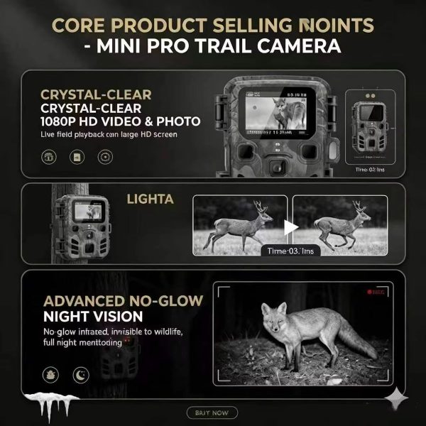 Mini301 — Caméra de chasse compacte 24 MP, écran couleur, grand angle 120°, IP65, 10,5 cm Mini301 — Caméra de chasse compacte 24 MP, écran couleur, grand angle 120°, IP65 — vue 2