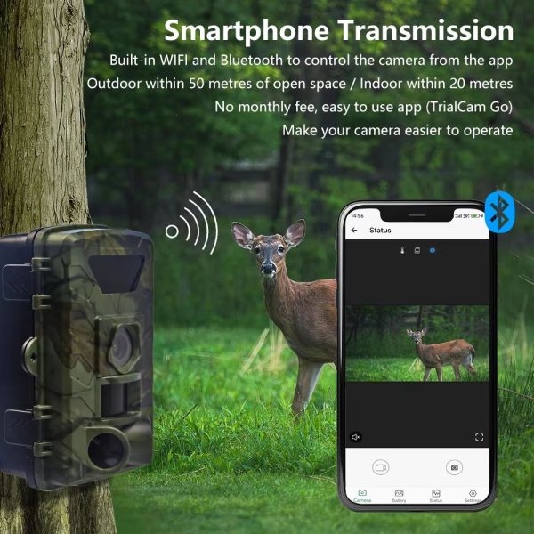 Caméra de chasse 8K 60 MP double objectif — 3 PIR, détection 25 m, WiFi et Bluetooth, IP66 PR803W — Caméra de chasse 8K 60 MP double objectif, 3 PIR, détection 25 m, WiFi — vue 2