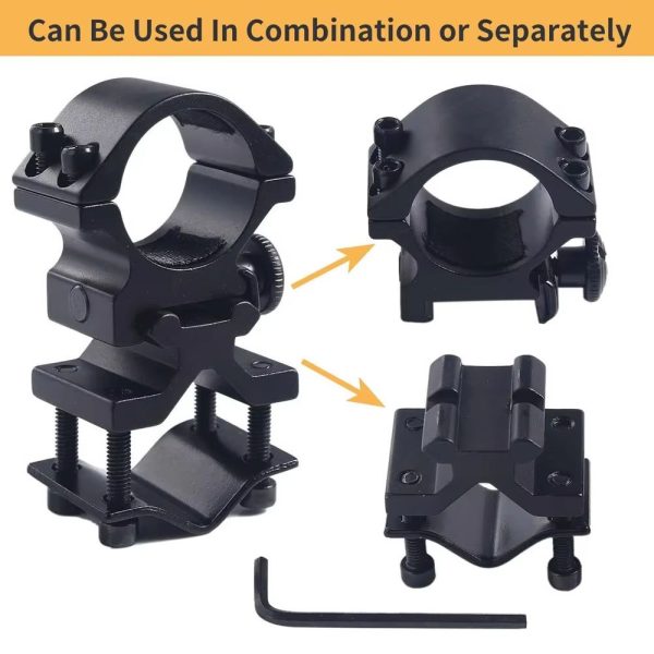 Adaptateur de montage universel K185 — collier de canon, rail 20 mm et anneau 1 pouce, modulable Adaptateur de montage universel K185 — vue 2