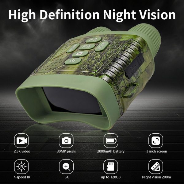 Jumelles de vision nocturne 2.5K — 30 MP, écran 3", IR 7 niveaux, portée 200 m, batterie 2000 mAh Jumelles de vision nocturne 2.5K — vue 2