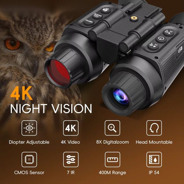 NV8300 — Jumelles de vision nocturne 3D double écran, écart pupillaire réglable 60-72 mm, 250-300 m, IP54 NV8300 — Jumelles de vision nocturne 3D double écran, écart pupillaire réglable — vue 2
