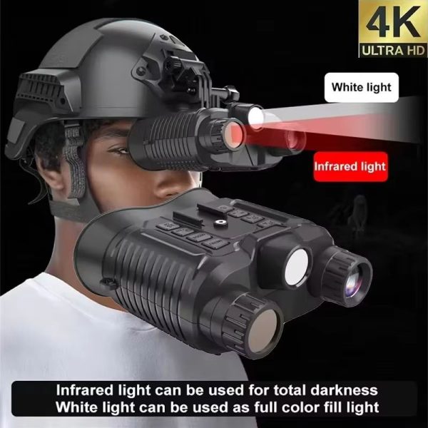 NV8161 — Jumelles de vision nocturne 4K 36 MP sur casque, 350-400 m, lampe blanche, 346 g, IP54 NV8161 — Jumelles de vision nocturne 4K 36 MP sur casque, 350-400 m, lampe blanc — vue 2