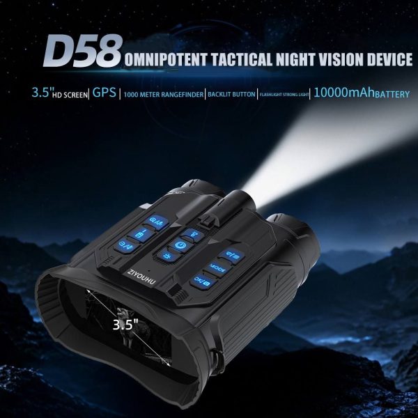 D58 — Jumelles de vision nocturne tactiques 800 m, télémètre laser, GPS, WiFi, 10000 mAh et charge rapide D58 — Jumelles de vision nocturne tactiques 800 m, télémètre laser, GPS, WiFi, 1 — vue 2