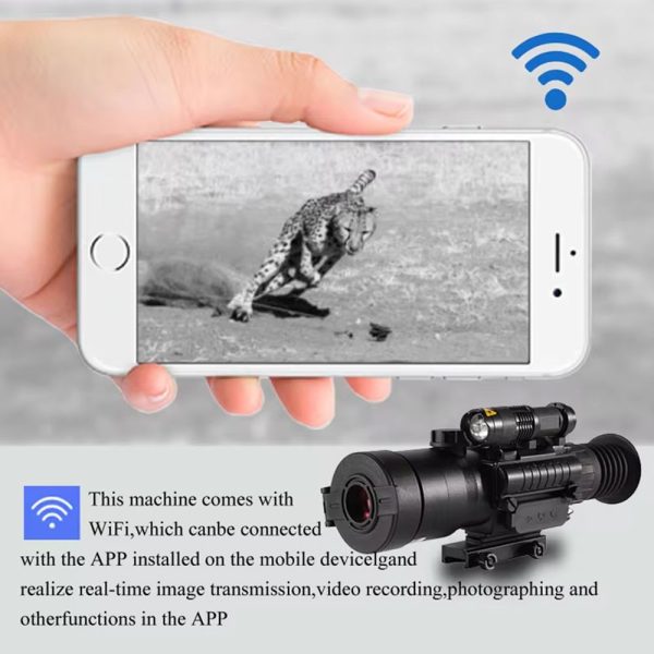 PQ1W — Lunette de vision nocturne 1080p, zoom 11x, 600 m sous les étoiles, traitement FMC bleu, WiFi, IP65 PQ1W — Lunette de vision nocturne 1080p, zoom 11x, 600 m sous les étoiles, trait — vue 3