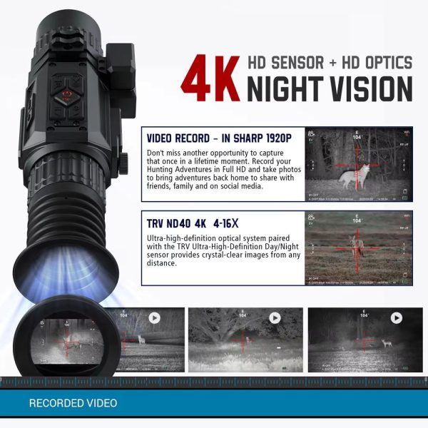 TRV-ND40 — Lunette 4K, zoom auto 4-16x, lentilles Lanthanide et traitement UWIR, télémètre 1200 m, 1000 m de jour TRV-ND40 — Lunette 4K, zoom auto 4-16x, lentilles Lanthanide et traitement UWIR, — vue 3