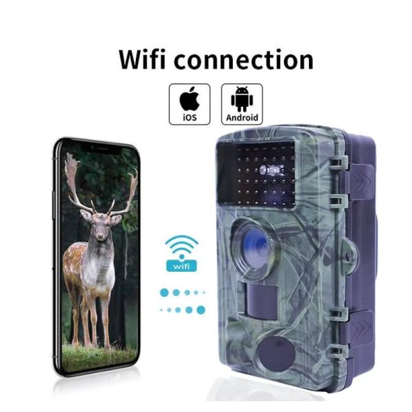 Caméra de chasse 4K 60 MP WiFi — 3 capteurs PIR, déclenchement 0,2 s, portée 20 m, IP66, 300 g Caméra de chasse 4K 60 MP WiFi — vue 3