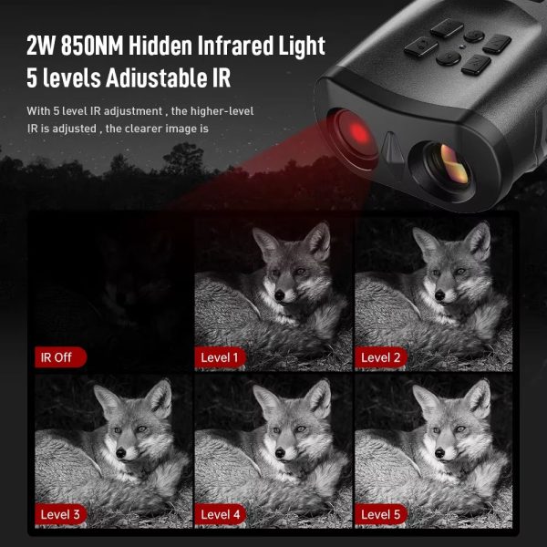 Jumelles de vision nocturne 4K — zoom optique 5x, téléobjectif 50 mm, infrarouge discret 2 W, écran 3" Jumelles de vision nocturne 4K — vue 3