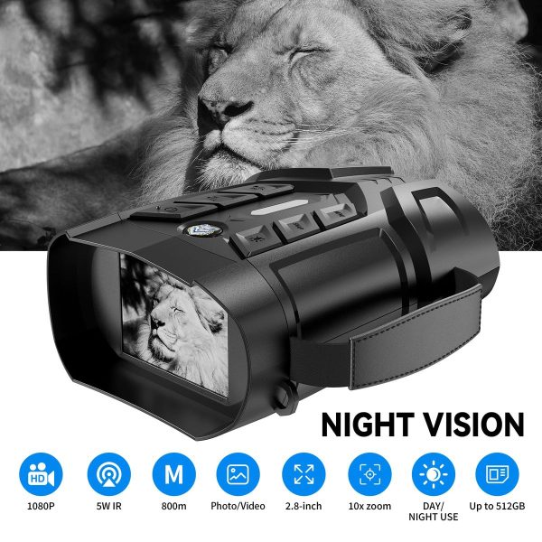 Jumelles de vision nocturne 1080p — écran IPS 2,8", infrarouge 5 W sur 7 niveaux, charge rapide USB-C Jumelles de vision nocturne 1080p — vue 3