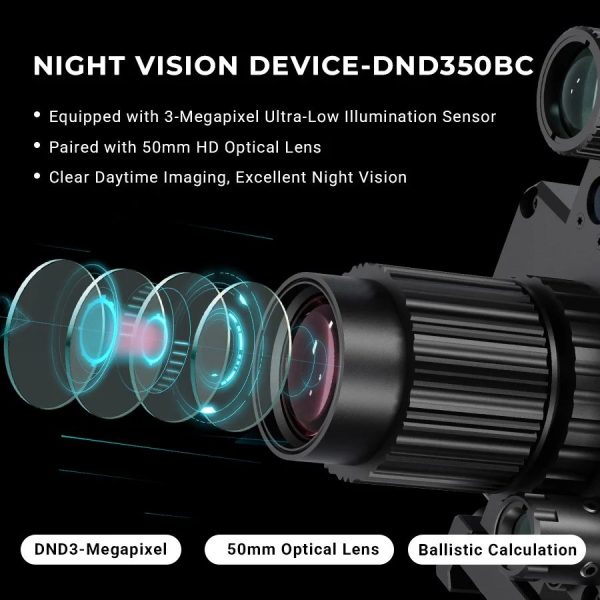 DND350BC — Viseur numérique de vision nocturne, capteur 3 MP, optique 50 mm, molette balistique brevetée, télémètre 1200 m DND350BC — Viseur numérique de vision nocturne, capteur 3 MP, optique 50 mm, mol — vue 3