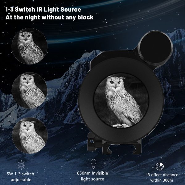 NV075 — Lunette numérique jour/nuit, écran rond 390×390, IR 850 nm à 3 niveaux, 200-350 m, rail Picatinny NV075 — Lunette numérique jour/nuit, écran rond 390×390, IR 850 nm à 3 niveaux, — vue 4