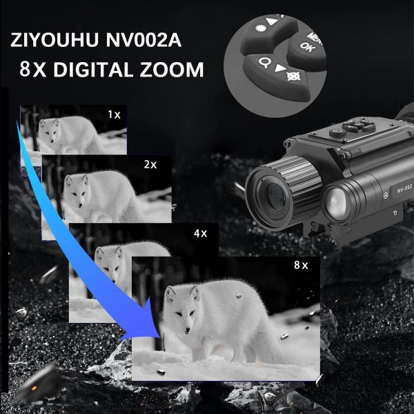 NV002 — Lunette de vision nocturne 4x, écran rond 454×454, IR 850 nm 3 W, zoom 1-8x, USB-C, montage Picatinny NV002 — Lunette de vision nocturne 4x, écran rond 454×454, IR 850 nm 3 W, zoom 1 — vue 4