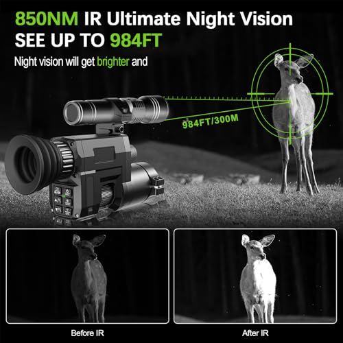 Lunette de vision nocturne WiFi — 960p, portée 300 m, illuminateur IR à zoom, viseur point rouge, mallette et carte 32 Go incluses Lunette de vision nocturne WiFi — vue 4