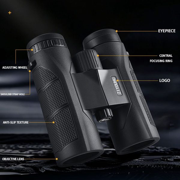 Jumelles ED YW03 10x42 — verre faible dispersion, prisme BAK4, oculaires 24 mm, étanches Jumelles ED YW03 10×42 — vue 4