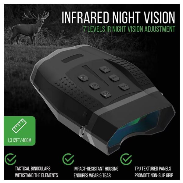 NV5100 — Jumelles de vision nocturne FHD, grossissement 6x, 350-400 m, 8 piles AA jusqu'à 20 h, carte 32 Go incluse NV5100 — Jumelles de vision nocturne FHD, grossissement 6x, 350-400 m, 8 piles A — vue 4
