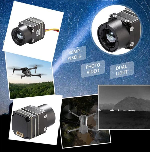 Module thermique 640×512 pour drone — NETD ≤25 mK, 50 Hz, détection 900 m, 23 g, sortie vidéo analogique Module thermique 640×512 pour drone — vue 4