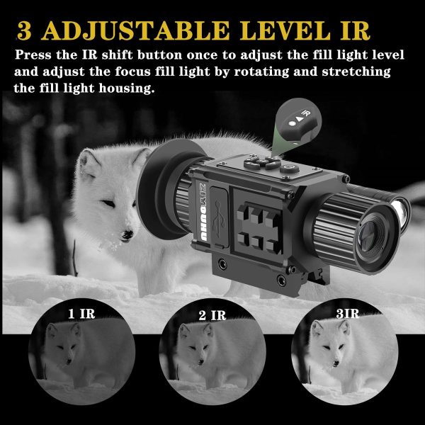 NV002 — Lunette de vision nocturne 4x, écran rond 454×454, IR 850 nm 3 W, zoom 1-8x, USB-C, montage Picatinny NV002 — Lunette de vision nocturne 4x, écran rond 454×454, IR 850 nm 3 W, zoom 1 — vue 5