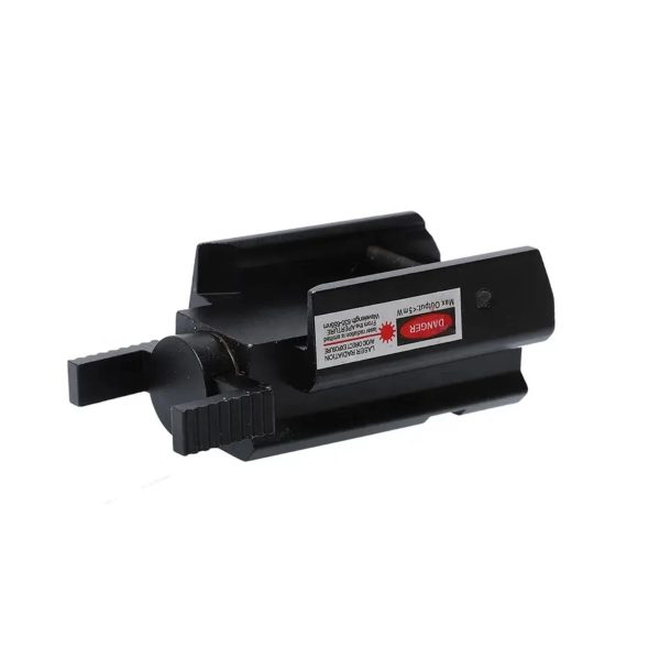 Viseur laser rouge bas profil — sous 5 mW, rail 20 mm, réglable, piles et clés fournies Viseur laser rouge bas profil — vue 5