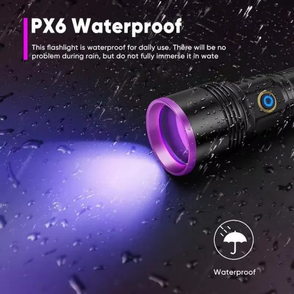 Lampe UV 365 nm 20 W — 4 LED, filtre noir, portée 50 m, USB-C et batterie externe, IPX6 Lampe UV 365 nm 20 W — vue 6