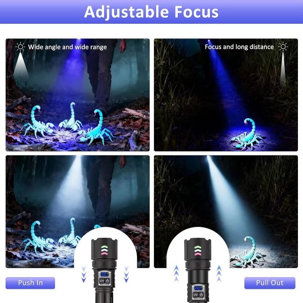 Lampe 2-en-1 UV 365 nm et LED blanche — zoom, variation continue, écran de charge, batterie externe, IPX6 Lampe 2-en-1 UV 365 nm et LED blanche — vue 6