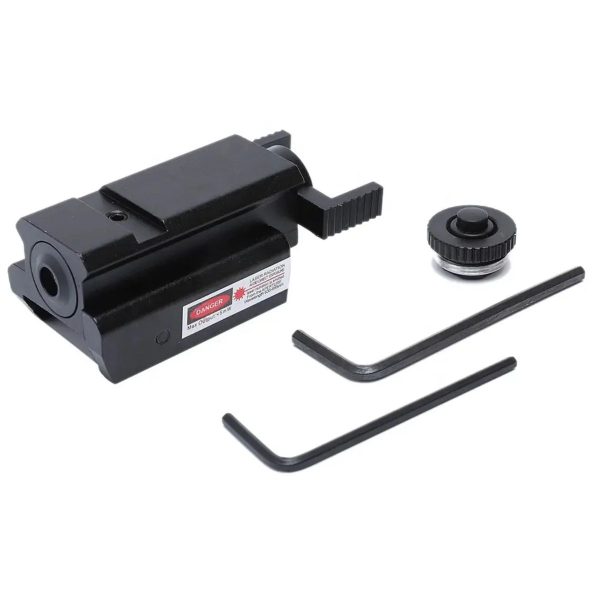 Viseur laser rouge bas profil — sous 5 mW, rail 20 mm, réglable, piles et clés fournies Viseur laser rouge bas profil — vue 6