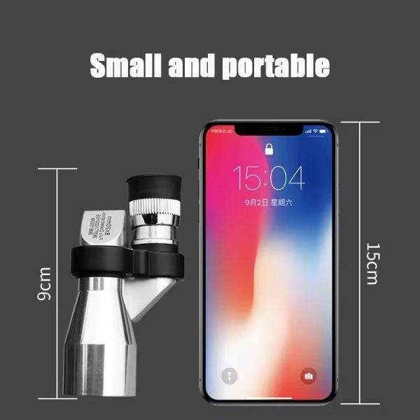 Monoculaire de poche 8x20 coudé — corps inox, prisme BAK4, traitement XP5, 60 g, support smartphone Monoculaire de poche 8×20 coudé — vue 6