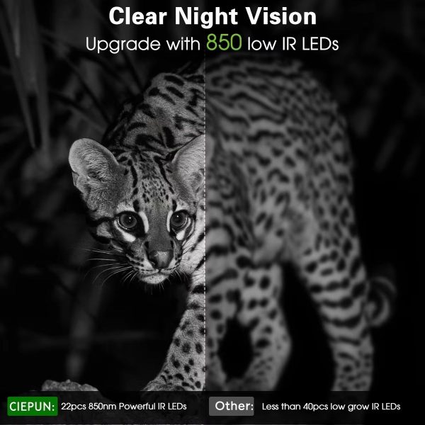 LCK229 — Caméra de chasse 4K 48 MP, vision nocturne discrète 850 nm, IP67, écran 2" LCK229 — Caméra de chasse 4K 48 MP, vision nocturne discrète 850 nm, IP67, écran — vue 6