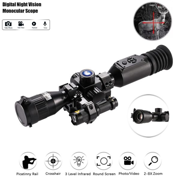 NV003 — Lunette de vision nocturne, objectif 35 mm, écran OLED rond 454×454, capteur 0,001 lux, IR 5 W à 200 m, laser intégré NV003 — Lunette de vision nocturne, objectif 35 mm, écran OLED rond 454×454, cap — vue 7